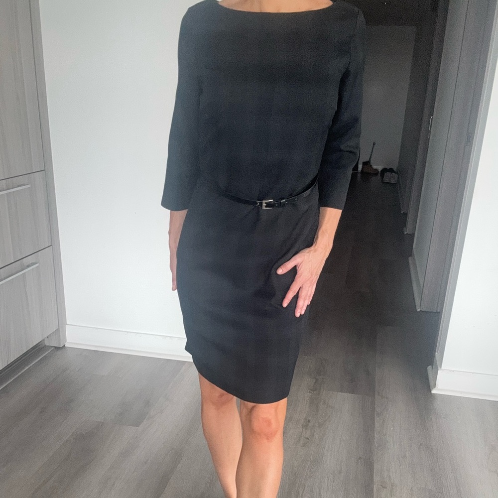 Sharagano Black Pencil Corporate Dress, 80% Wool